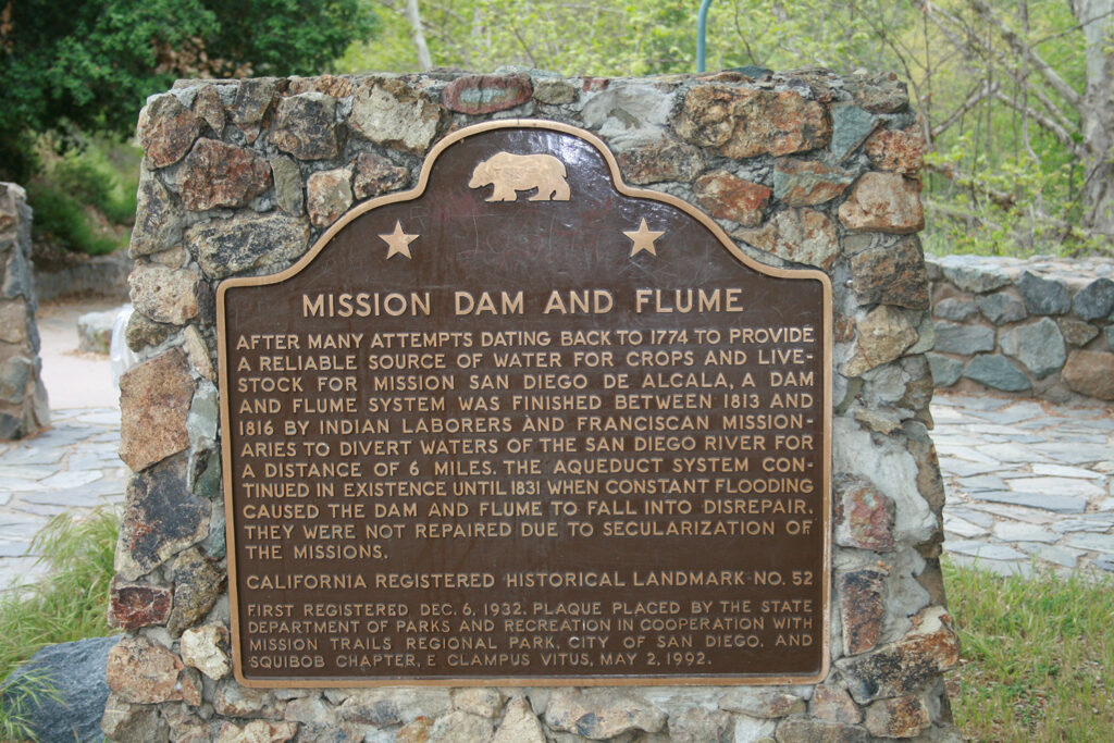 Old Mission Dam and Flume sign