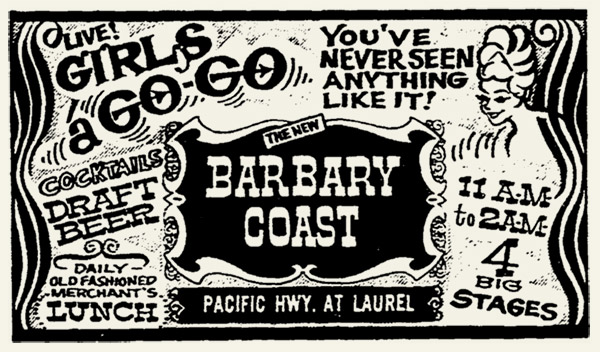 Barbary Coast ad, 1965.