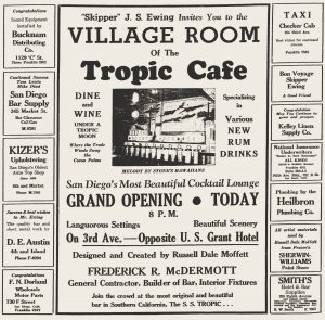 Tropic Cafe newspaper ad, 1937