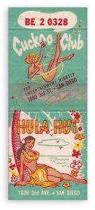 Hula Hut Cuckoo Club matchbook