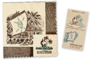 Kon-Tiki Room Kona Kai cocktail napkin and matches