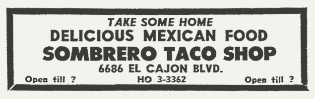 Sombrero Taco Shop ad