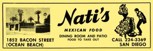 Nati's restaurant yellow pages ad, 1965