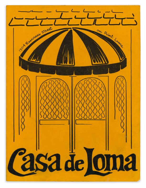 Casa de Loma menu, 1970s