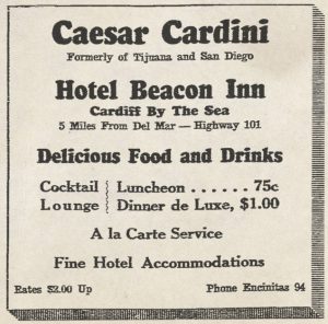 Caesar Cardini Hotel Beacon Inn ad