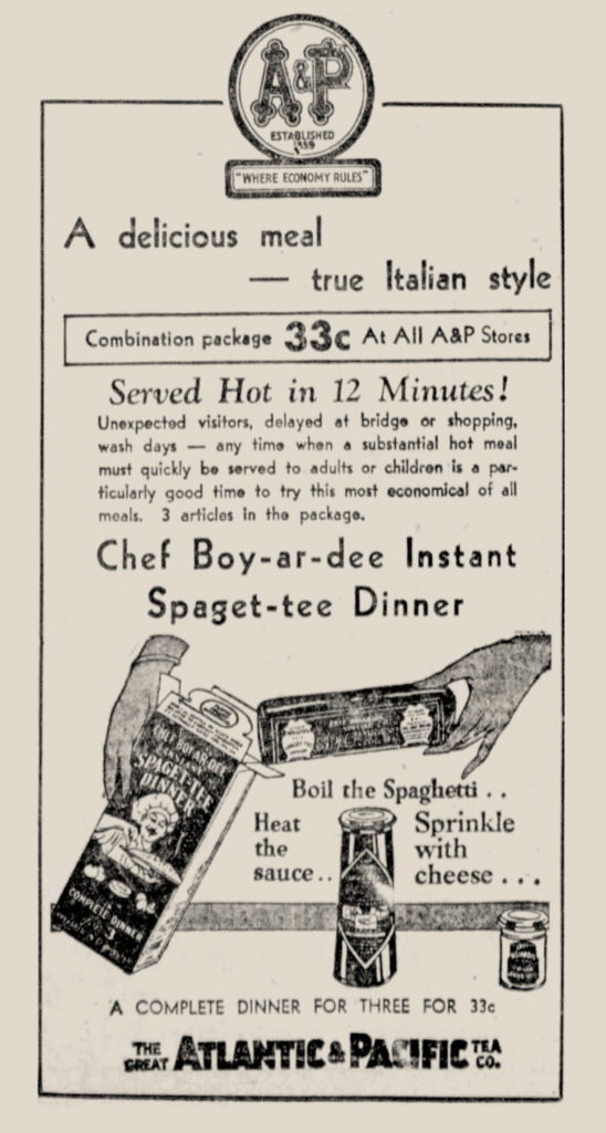 1931 Boy-ar-dee Spaget-Tee ad