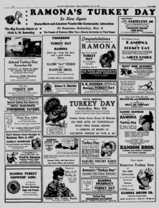 1937 11 05 Ramonas Turkey Day ad