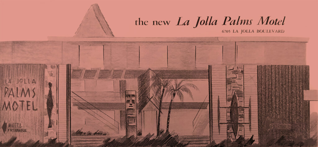 La Jolla Palms Hotel remodel rendering by Charles Byron Hewlett, 1959.