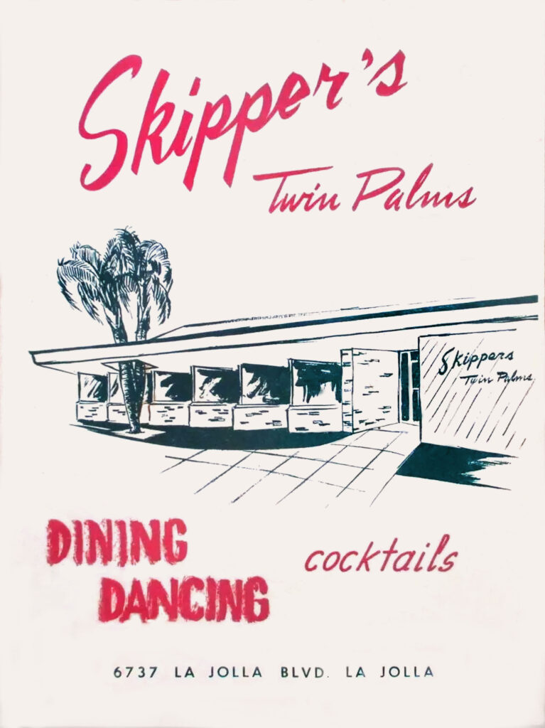 Skippers Twin Palms menu cover