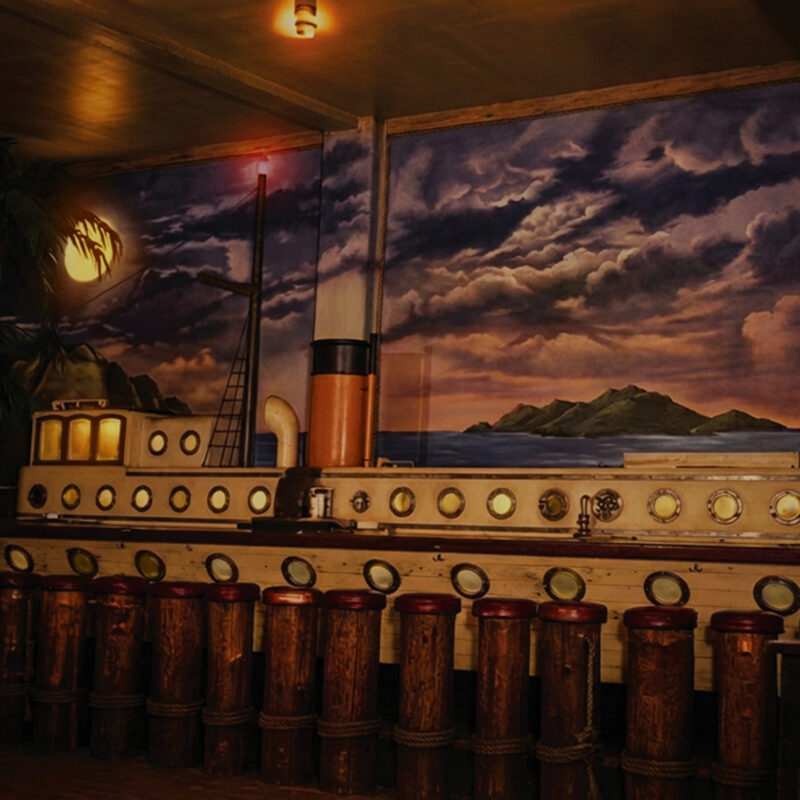 A color recreation of The Tropic Cafe interior, 1939.