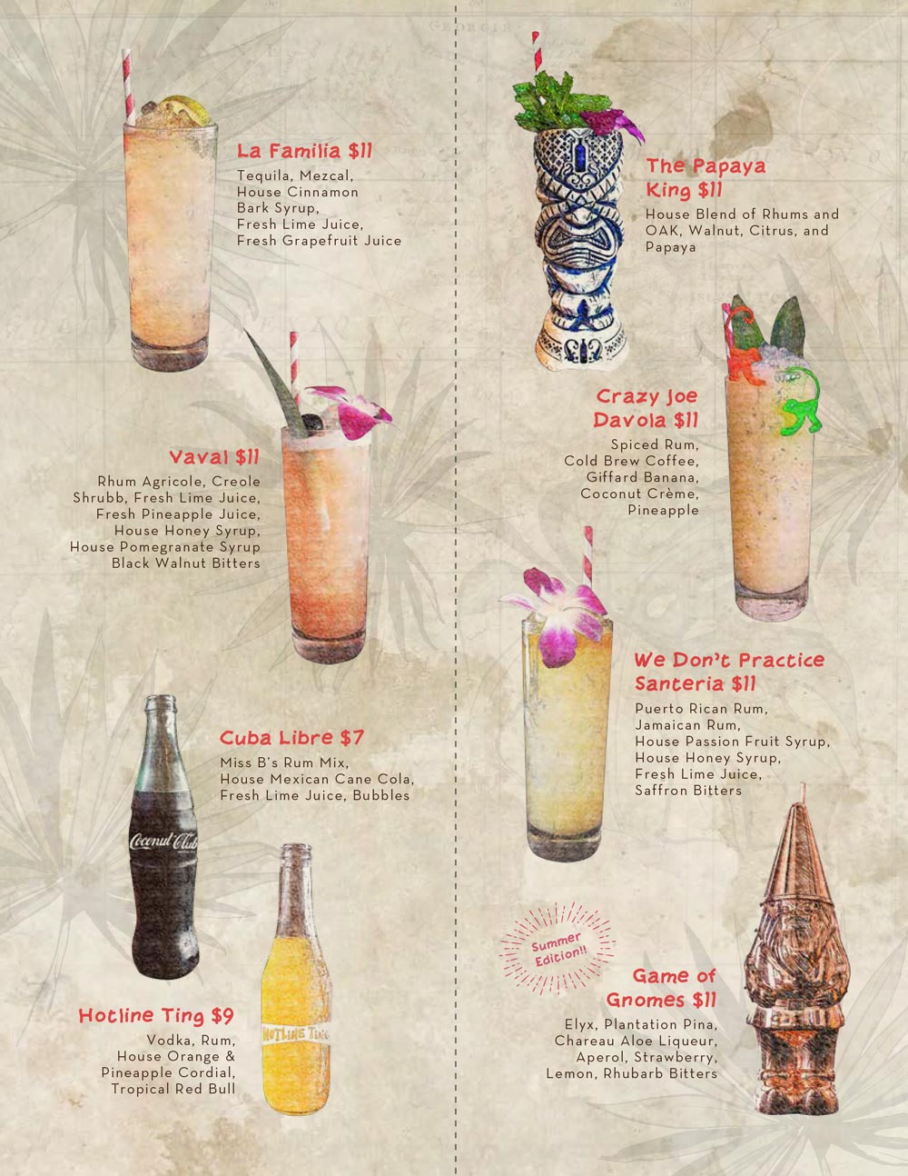Miss B's cocktail menu 2