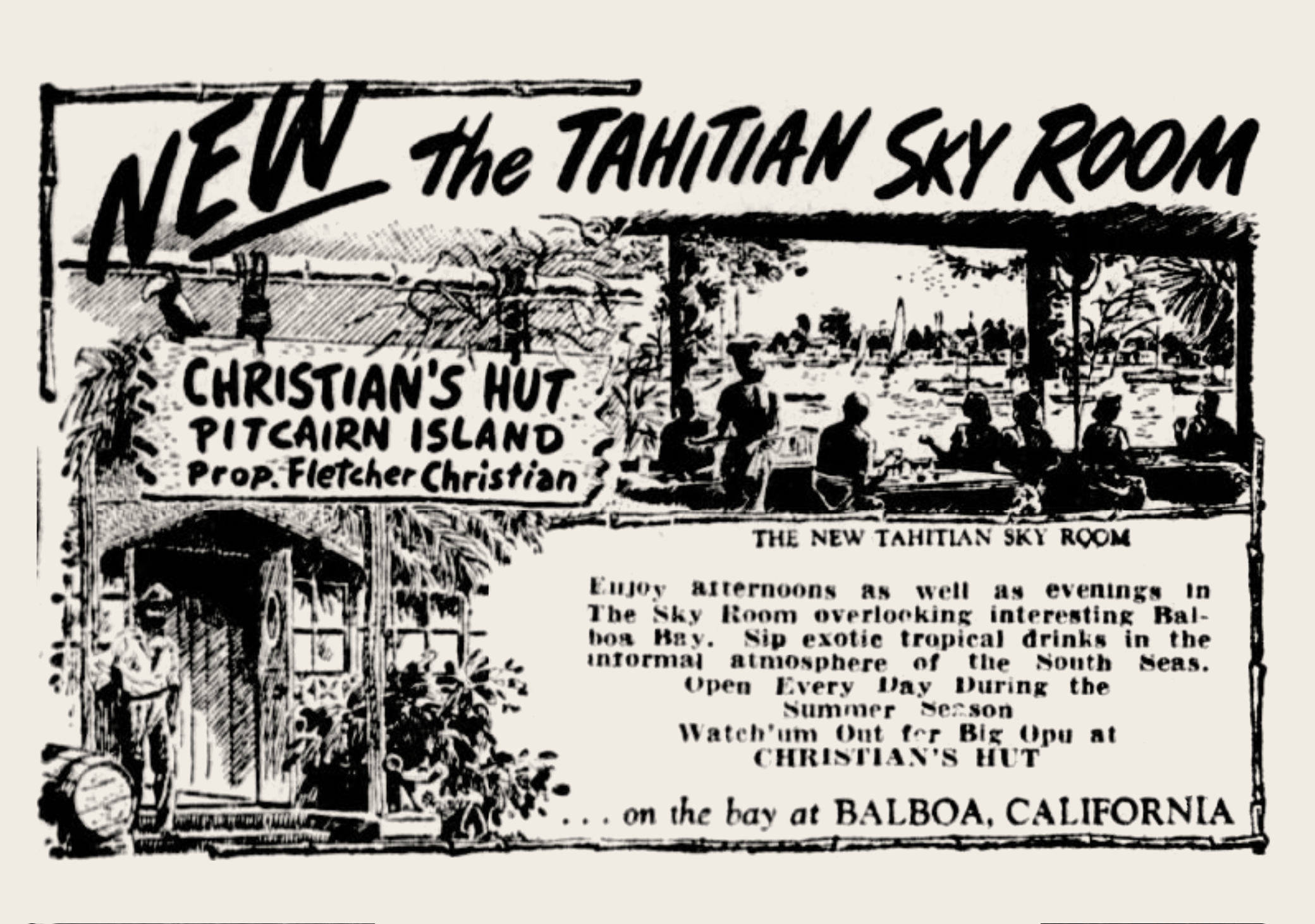Ad for Christians Hut Sky Room, Santa Ana Daily Register, 26 Jun 1948.