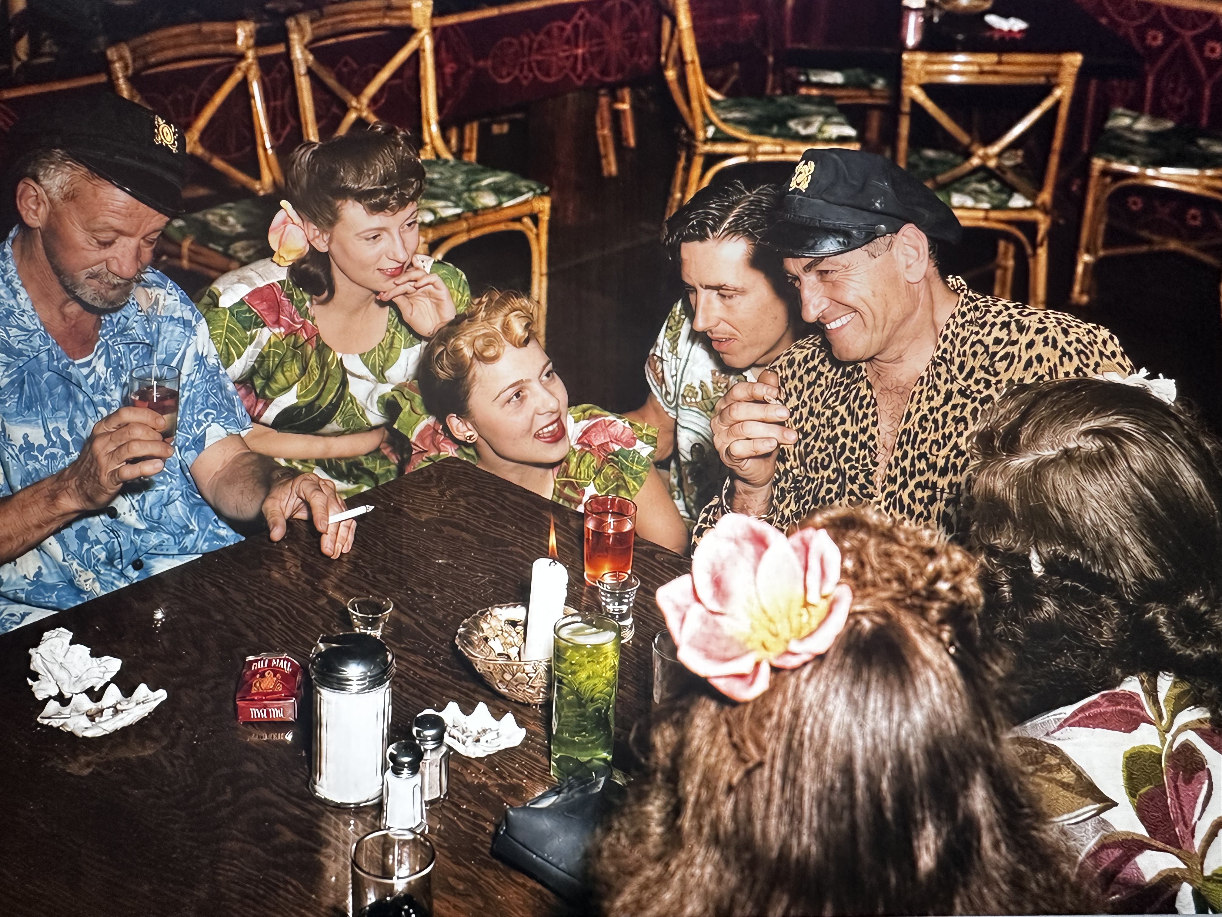 Don Dickerman at the reopening of Christian's Hut, Tahitian Sky Room, 1948